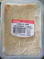 Mängden socker i Lasaña de carne con bechamel y queso