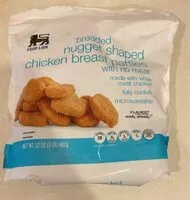 Mängden socker i Breaded nugget shaped chicken breast patties