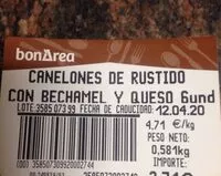 Mängden socker i Canelones de rustido con bechamel y queso