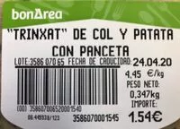 Mängden socker i Trinxat de col y patata con panceta