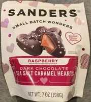 Mängden socker i Raspberry flavored Dark Chocolate Sea Salt Caramel Hearts