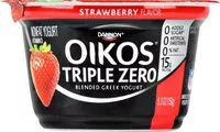 Mängden socker i Dannon oikos triple zero greek nonfat yogurt strawberry