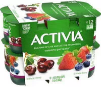 Mängden socker i Activia mixed berry/black cherry probiotic yogurt