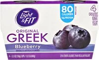 Mängden socker i Dannon Light + Fit Blueberry Yogurt 4pk