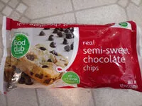 Mängden socker i Real semi-sweet chocolate chips, semi-sweet chocolate