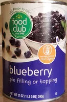Mängden socker i Blueberry pie filling or topping, blueberry