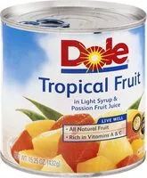 Mängden socker i Tropical fruit in light syryp passionfruit juice