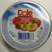 Mängden socker i Pêches au sirop léger