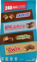 Mängden socker i Snickers twix musketeers milky way minis size