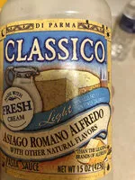 Mängden socker i Classico, light asiago romano alfredo pasta sauce