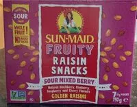 Mängden socker i Sunmaid sour mixed berry raisins