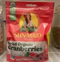 Mängden socker i Sun maid organic sweetened dried cranberries