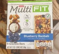 Mängden socker i Multi Fit Blueberry Baobab Granola Bars