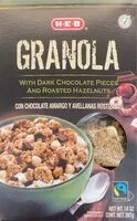 Mängden socker i Granola with dark chocolate pieces and roasted hazelnuts