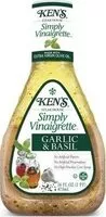 Mängden socker i Ken's steak house simply vinaigrette garlic & basil