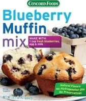 Mängden socker i Concord blueberry muffin mix boxes