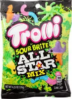 Mängden socker i Sour brite all star mix gummi candy