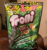 Mängden socker i Trolli Sour Tropical Dinos