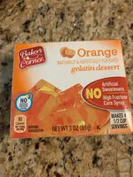 Mängden socker i Baker's, corner, gelatin dessert, orange