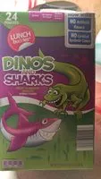 Mängden socker i Dinos And Sharks Fruit Flavored Snacks, Strawberry, Orange, Grape, Lemon, Lime