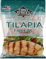 Mängden socker i First street farm raised skinless tilapia fillets