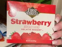 Mängden socker i Strawberry, artificial flavored gelatin, dessert