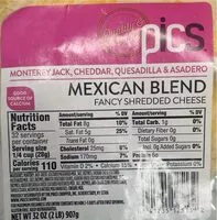 Mängden socker i Mexican Blend Shredded Cheese