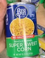 Mängden socker i Best Yet Whole Kernal Super Sweet Corn No Salt Added
