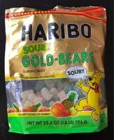 Mängden socker i Haribo, sour gold-bears