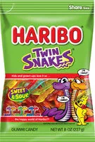 Mängden socker i Twin Snakes, Gummi Candy