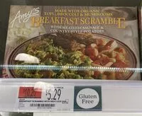 Mängden socker i Amy's, breakfast scramble with meatless sausage & country-style potatoes