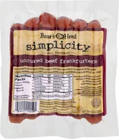 Mängden socker i Simplicity all natural uncured beef frankfurters