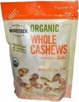 Mängden socker i Woodstock organic dry roasted and salted whole cashews