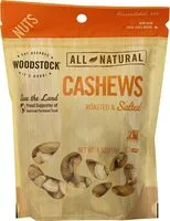 Mängden socker i Woodstock natural whole cashews roasted and salted