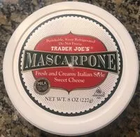 Mängden socker i Mascarpone Fresh and Creamy Italian Style Sweet Cheese