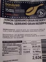 Mängden socker i Jamón serrano gran reserva