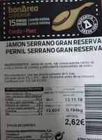 Mängden socker i Jamón serrano gran reserva