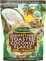 Mängden socker i 100% organic unsweetened toasted coconut flakes