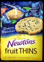 Mängden socker i Nabisco newtons fruit thins cookies blueberry brown sugar cafe crisps1x10.500 oz