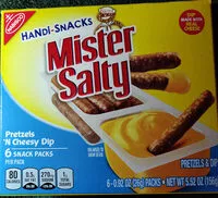 Mängden socker i Handi-Snacks Mister Salty Pretzels 'N Cheese Dip