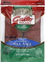 Mängden socker i Italian dry salame light less fat deli thin sliced