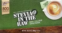 Mängden socker i In the raw zero calorie sweetener portion packets
