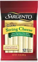 Mängden socker i Mozzarella string cheese snacks