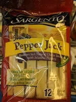 Mängden socker i Sargento, natural monterey jack cheese sticks with jalapeno peppers snacks, pepper jack