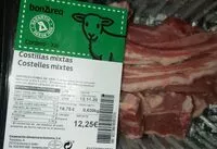 Mängden socker i Costillas mixtas cordero