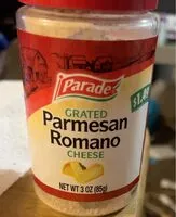 Mängden socker i Grated parmesan romano cheese