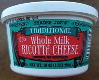 Mängden socker i Whole milk ricotta cheese