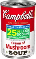 Mängden socker i Condensed Cream of Mushroom Soup 25% Less Sodium