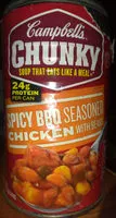 Mängden socker i Campbell's Chunky Spicy BBQ Seasoned Chicken with Beans
