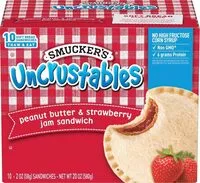 Mängden socker i Peanut butter & strawberry jam sandwich